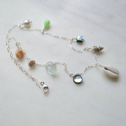 Salty and Sweet Ocean Charm Necklace in Sterling