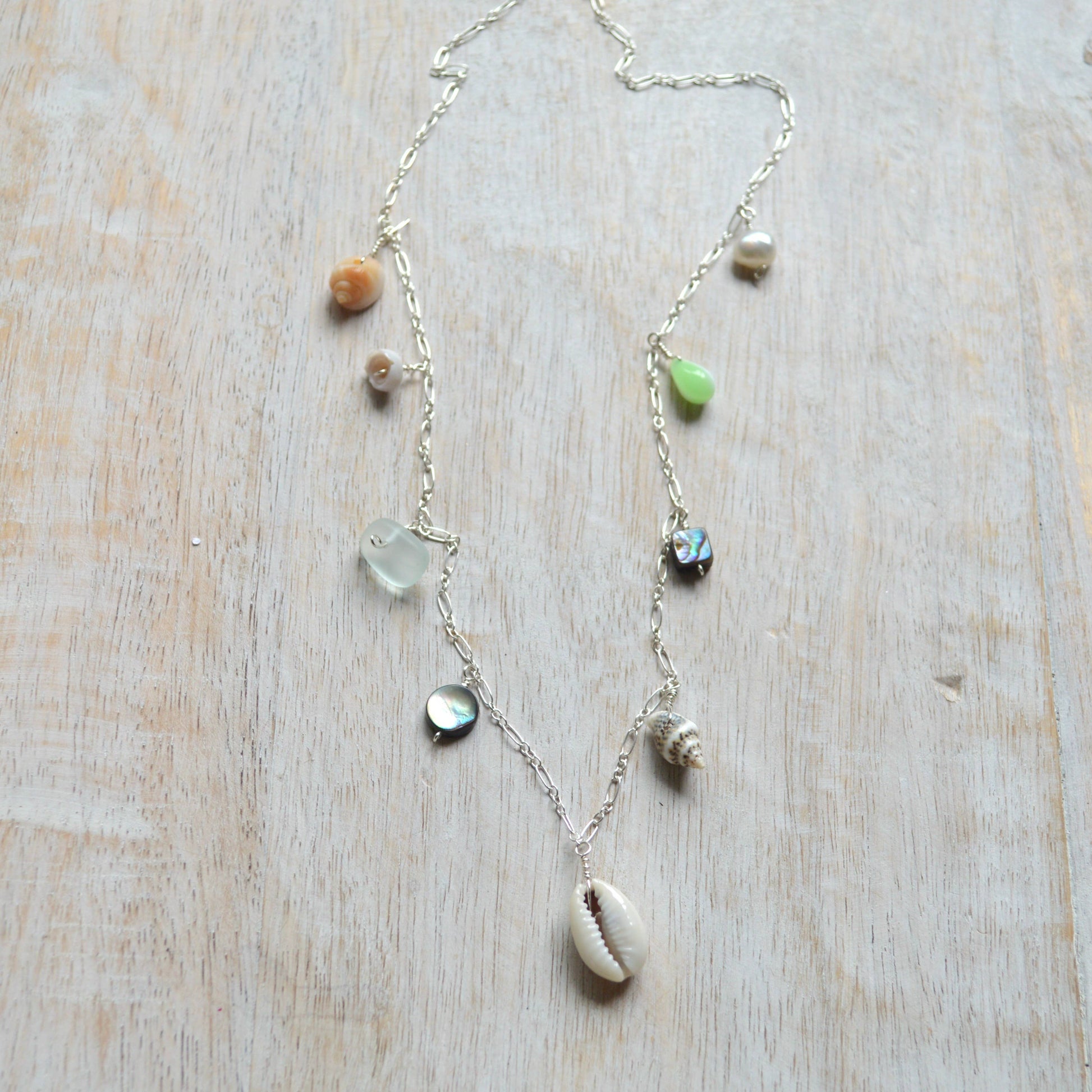 Salty and Sweet Ocean Charm Necklace in Sterling