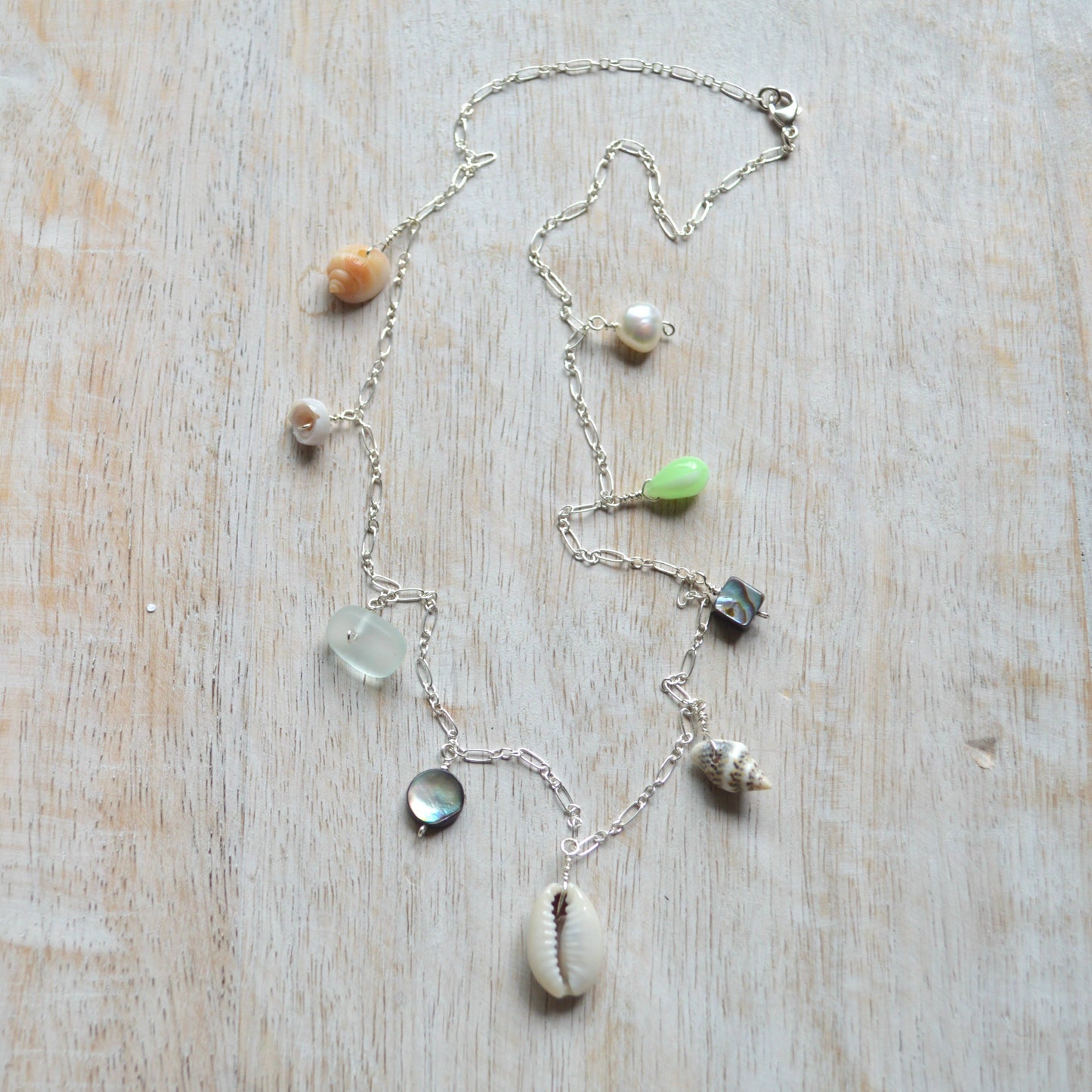 Salty and Sweet Ocean Charm Necklace in Sterling