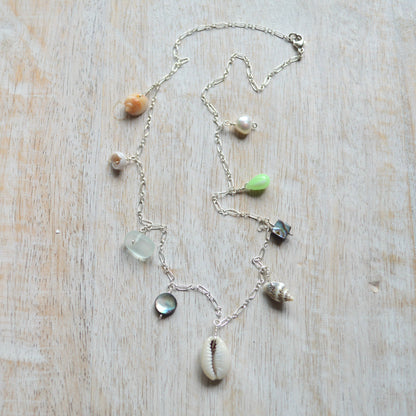 Salty and Sweet Ocean Charm Necklace in Sterling