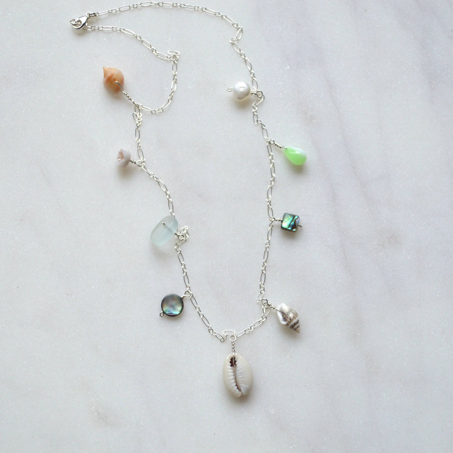 Salty and Sweet Ocean Charm Necklace in Sterling