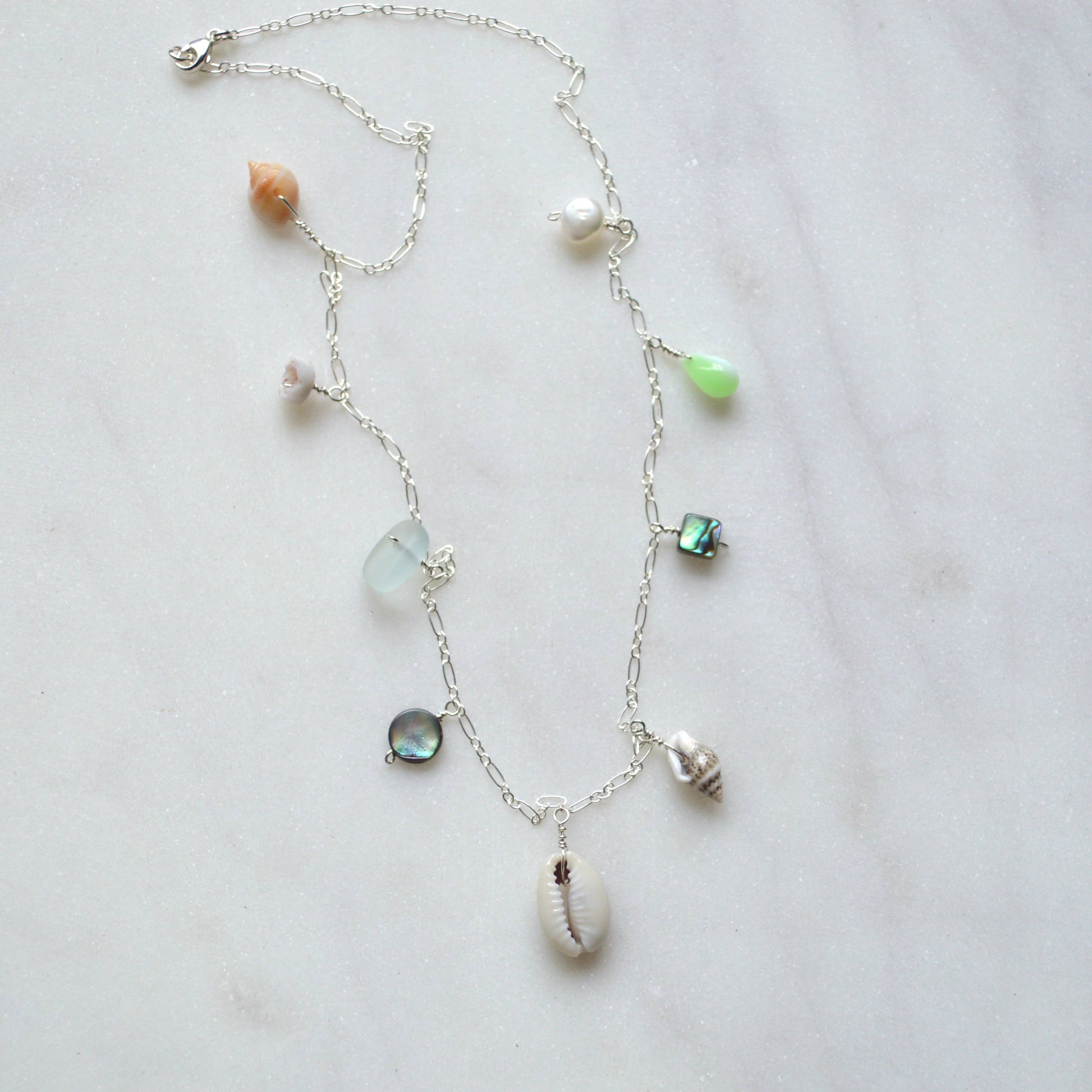Salty and Sweet Ocean Charm Necklace in Sterling