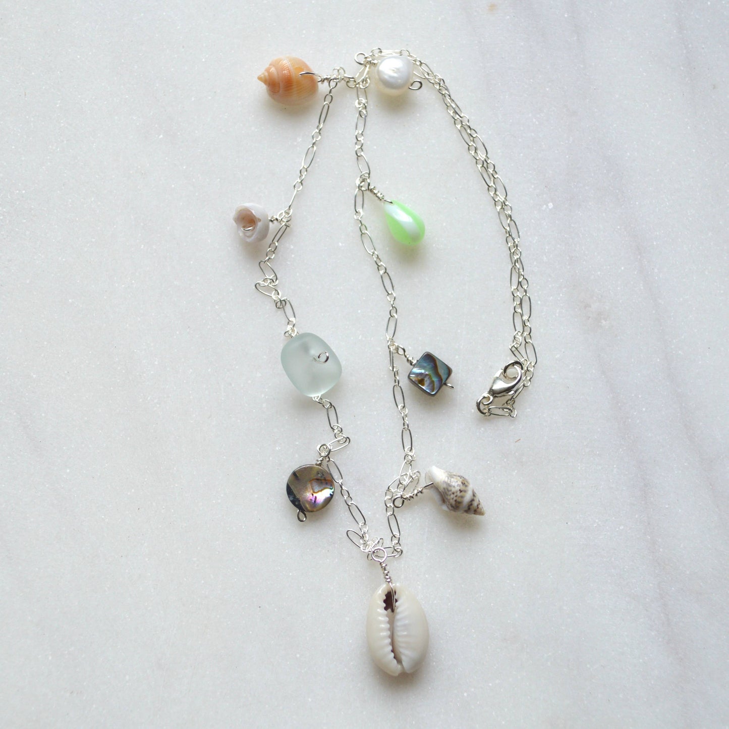 Salty and Sweet Ocean Charm Necklace in Sterling