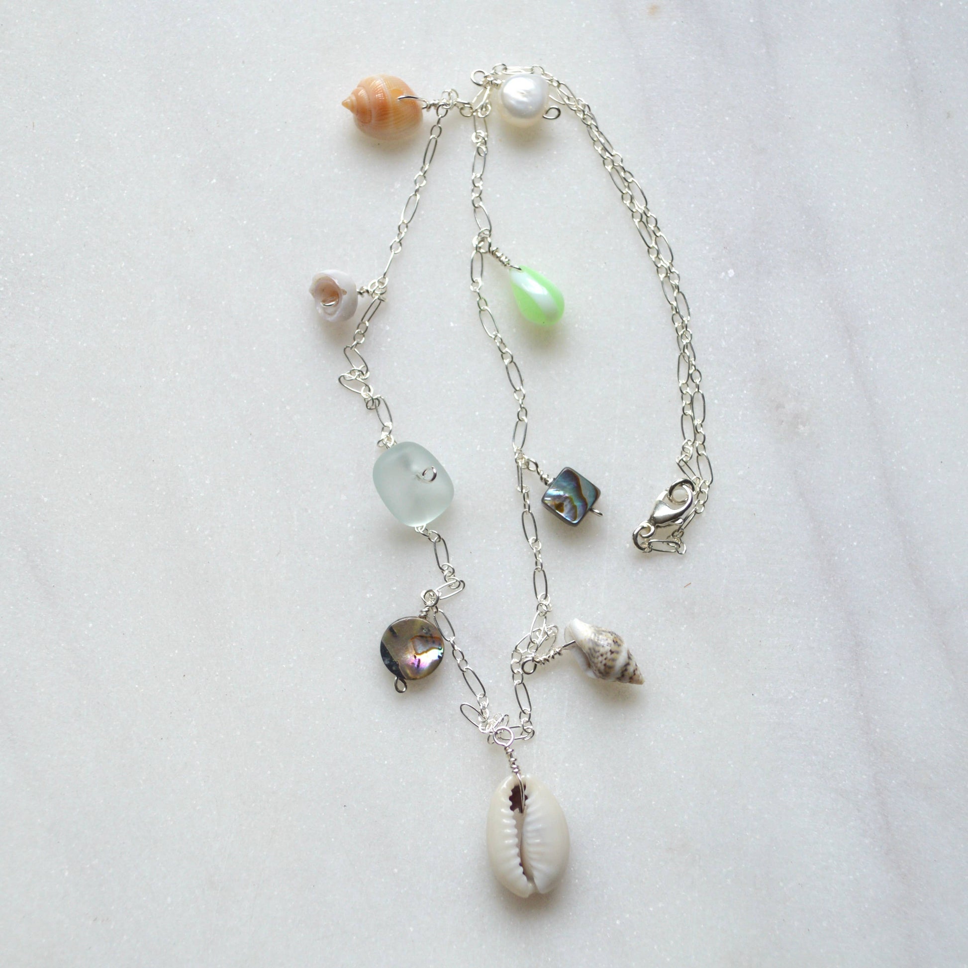 Salty and Sweet Ocean Charm Necklace in Sterling