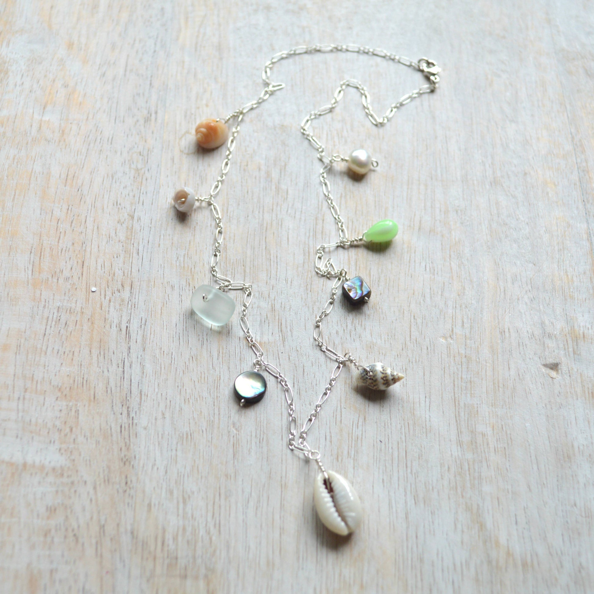 Salty and Sweet Ocean Charm Necklace in Sterling