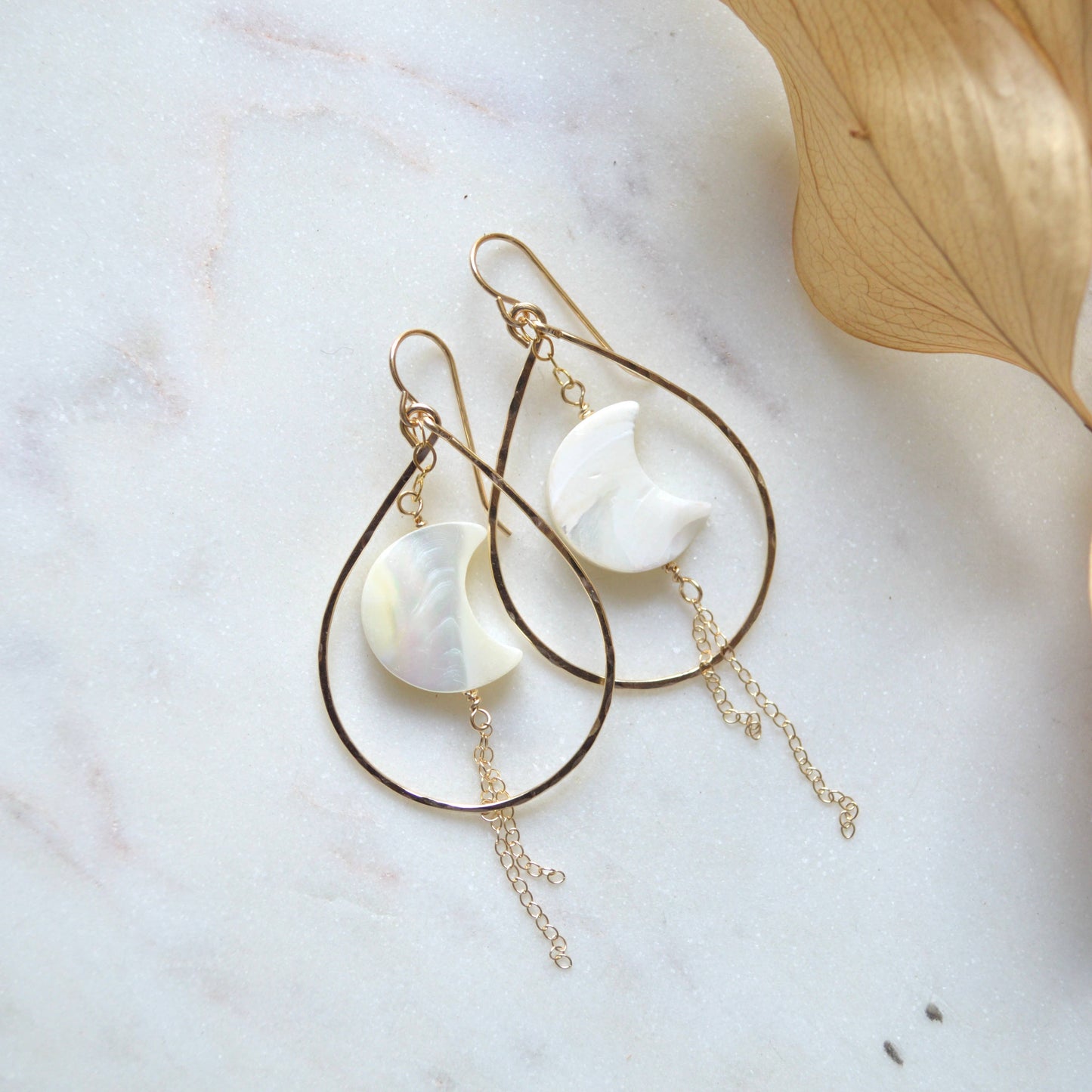 Salty but Sweet Mother of Pearl Crescent Earrings