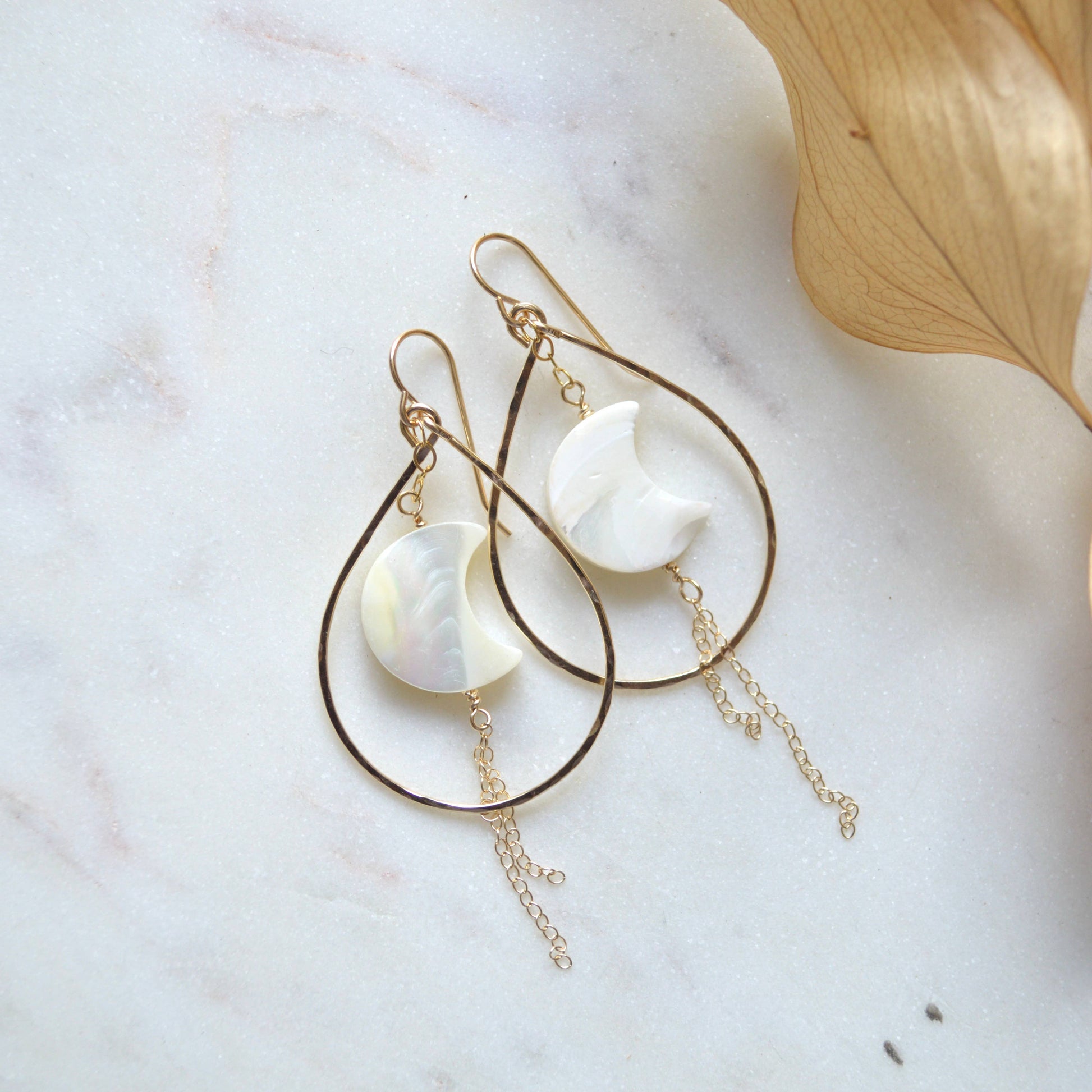 Salty but Sweet Mother of Pearl Crescent Earrings