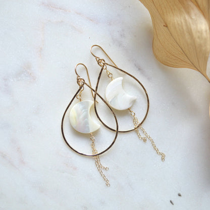Salty but Sweet Mother of Pearl Crescent Earrings