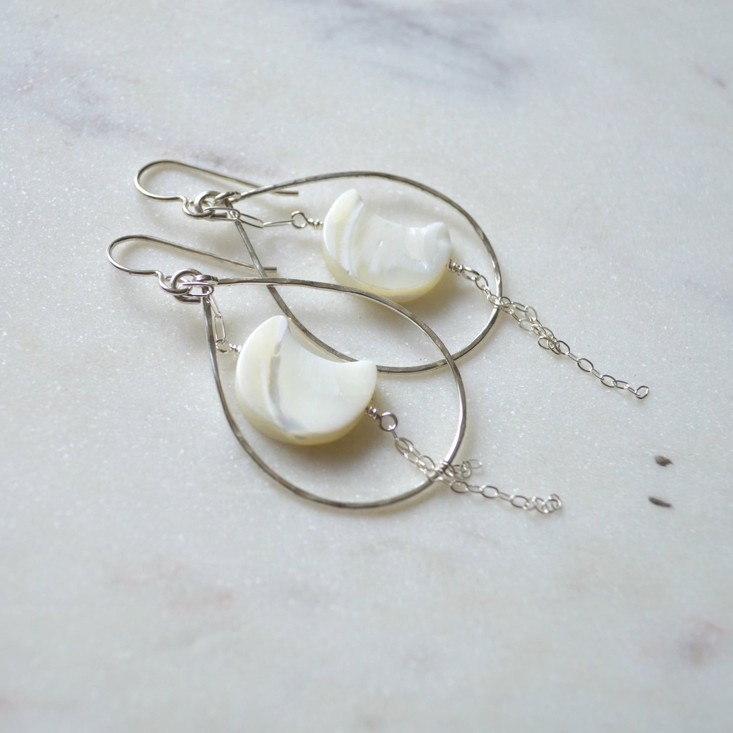Salty but Sweet Mother of Pearl Crescent Earrings