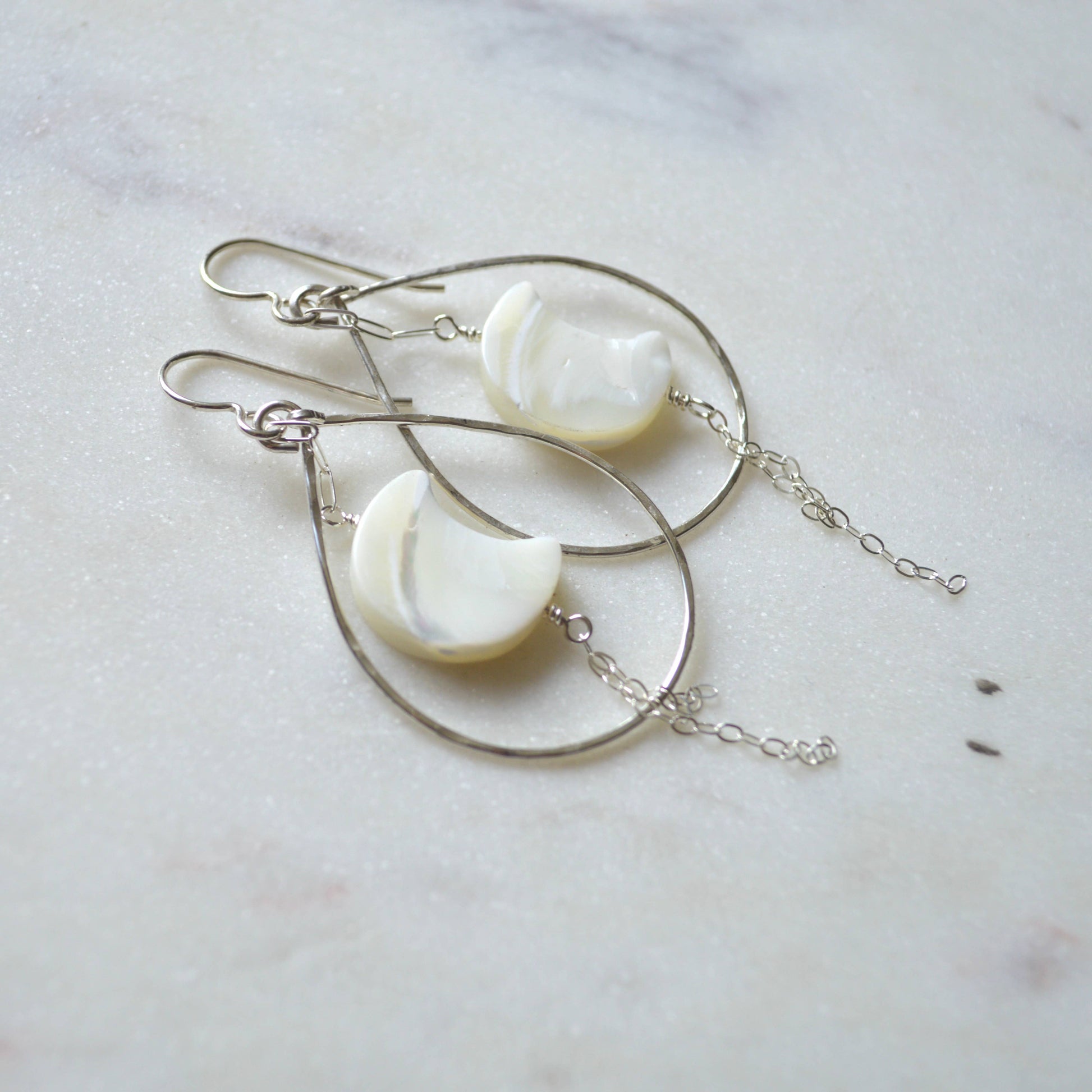 Salty but Sweet Mother of Pearl Crescent Earrings