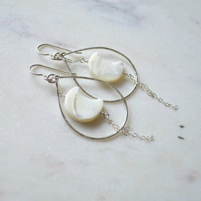 Salty but Sweet Mother of Pearl Crescent Earrings