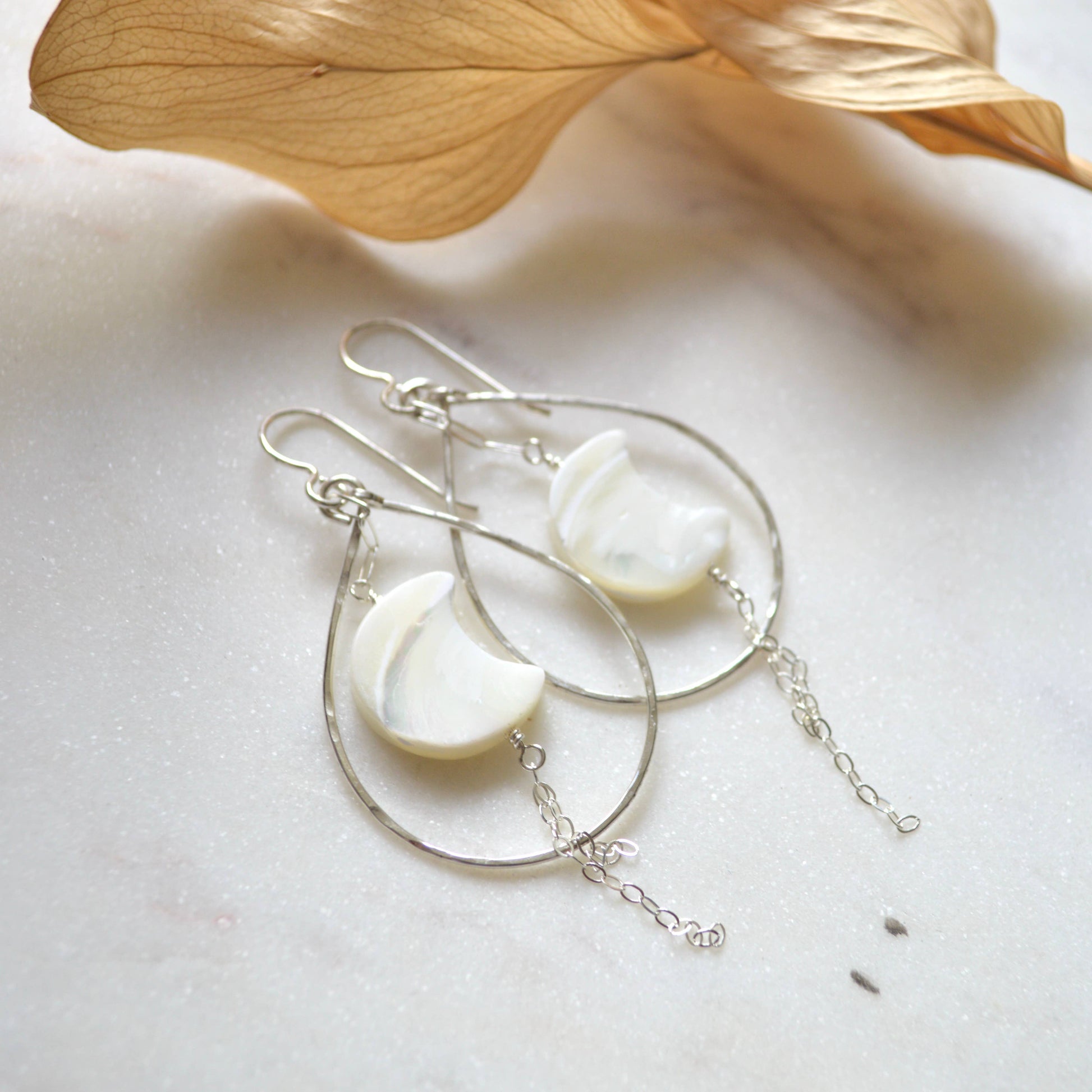 Salty but Sweet Mother of Pearl Crescent Earrings