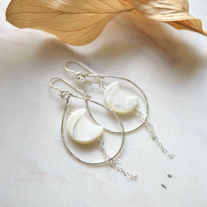 Salty but Sweet Mother of Pearl Crescent Earrings