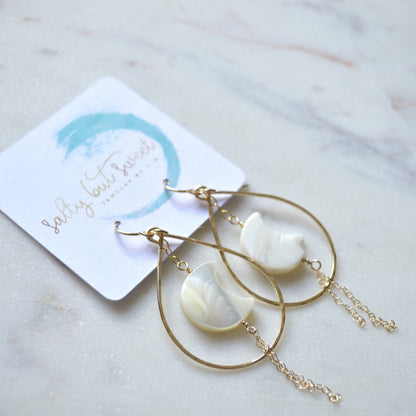 Salty but Sweet Mother of Pearl Crescent Earrings (package)