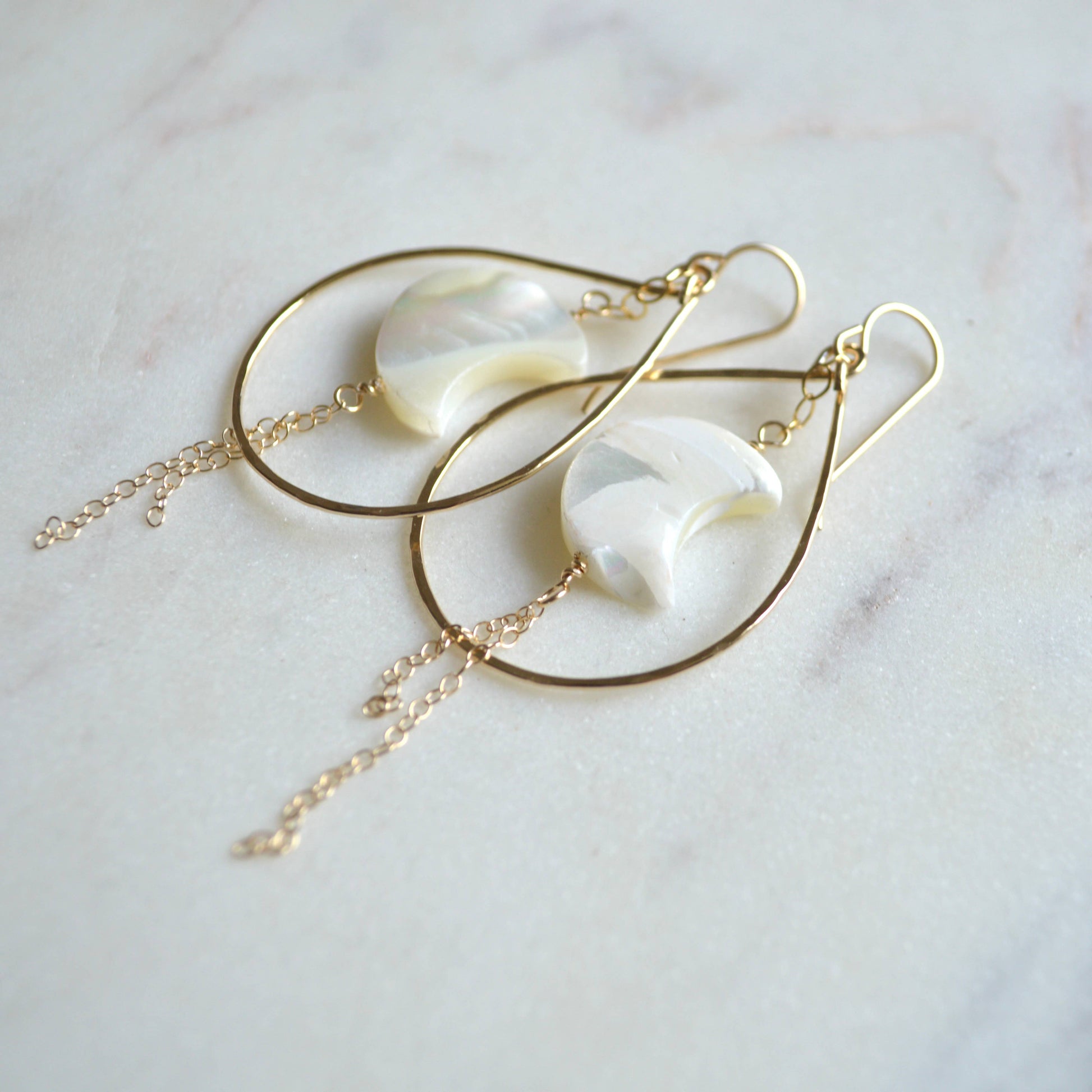 Salty but Sweet Mother of Pearl Crescent Earrings