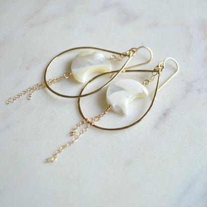 Salty but Sweet Mother of Pearl Crescent Earrings