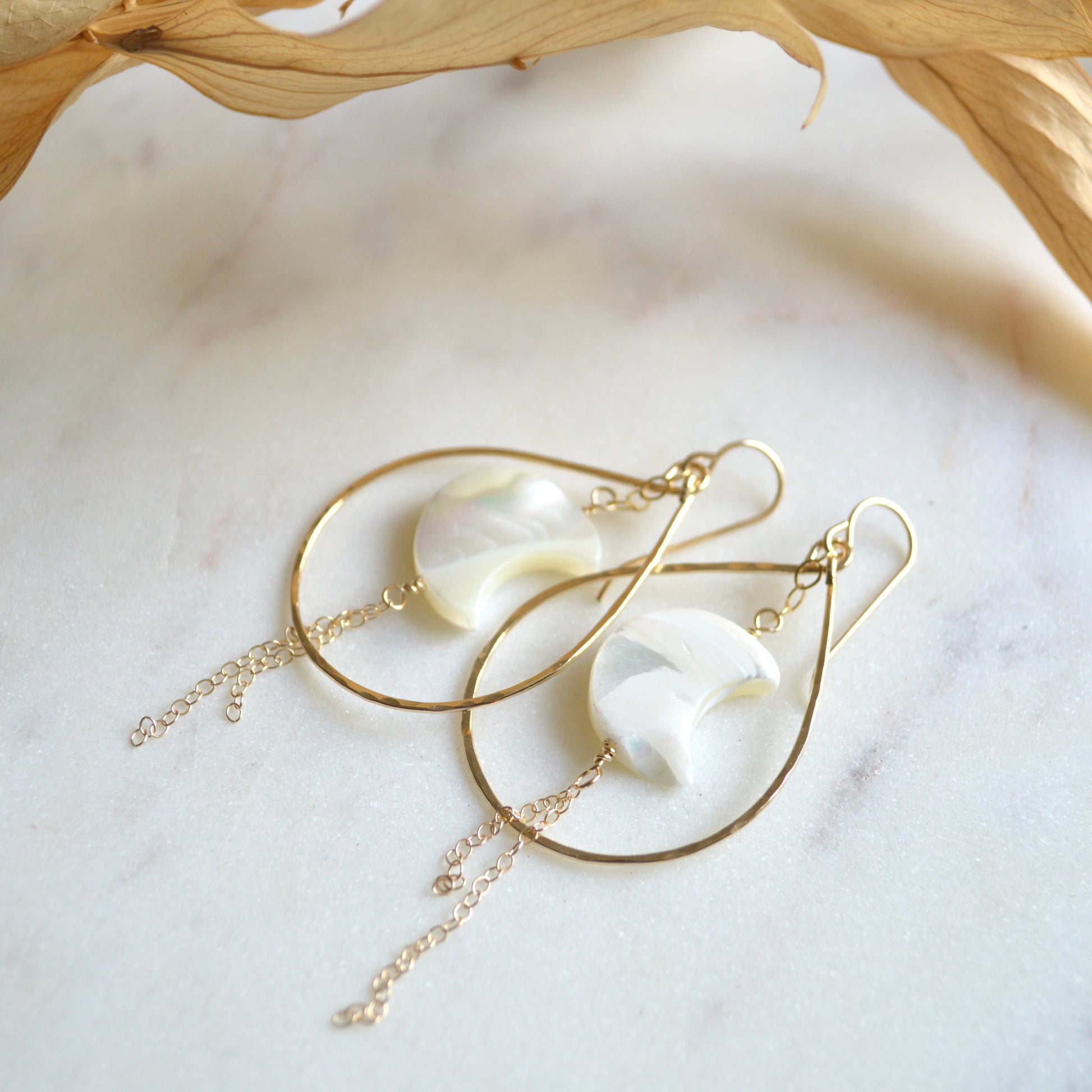 Salty but Sweet Mother of Pearl Crescent Earrings