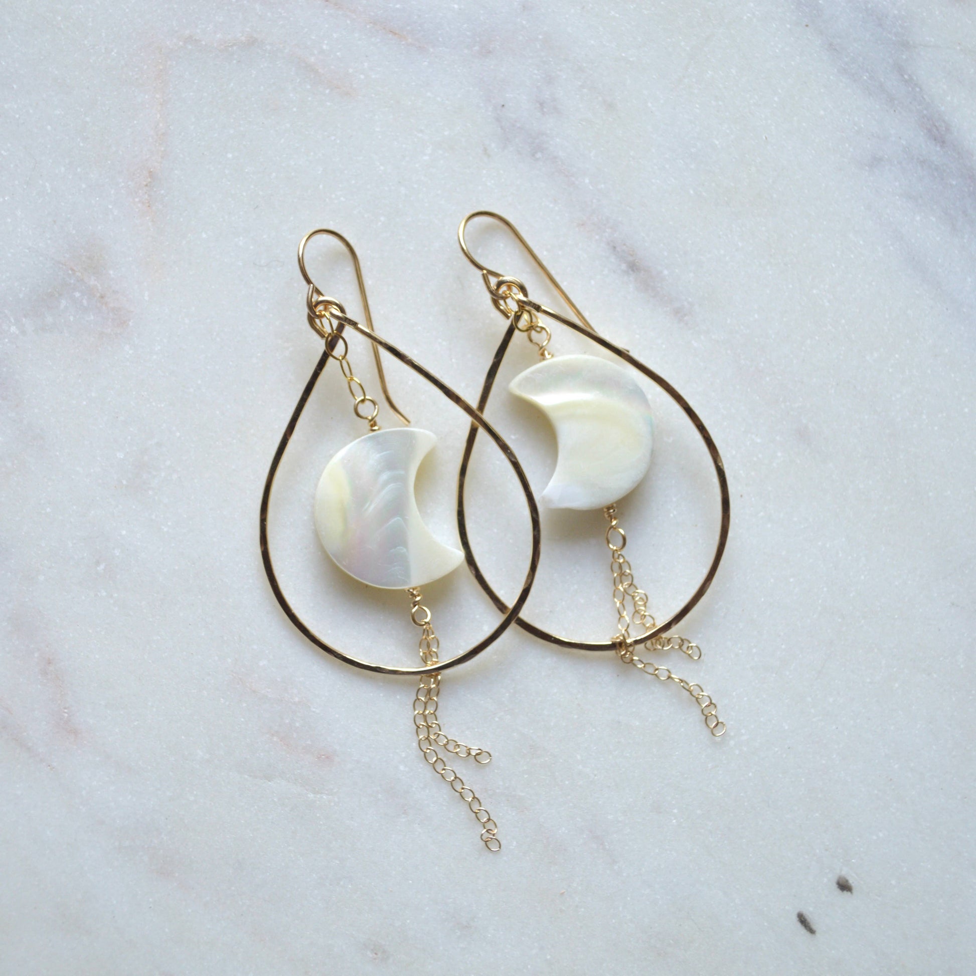 Salty but Sweet Mother of Pearl Crescent Earrings