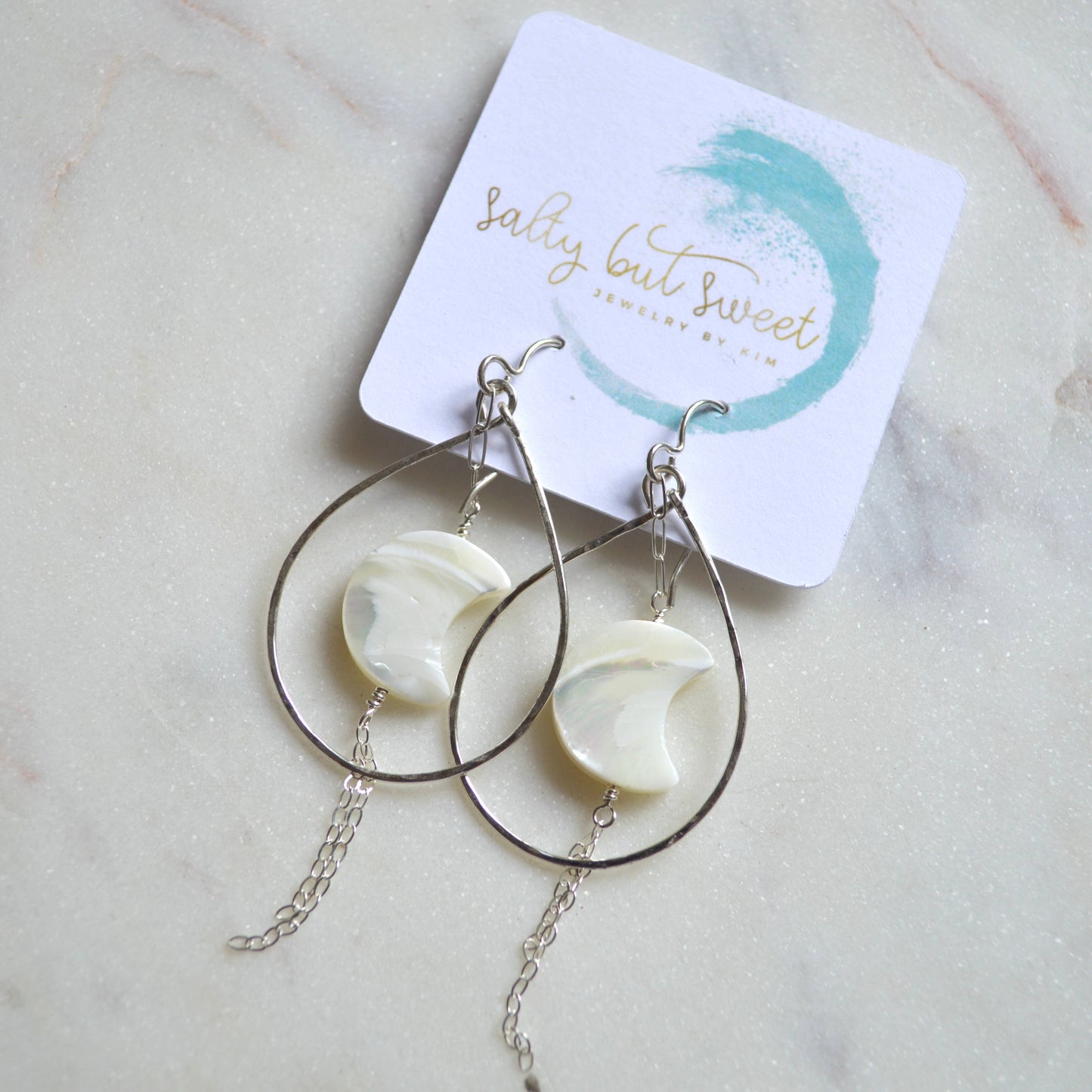 Salty but Sweet Mother of Pearl Crescent Earrings (package)