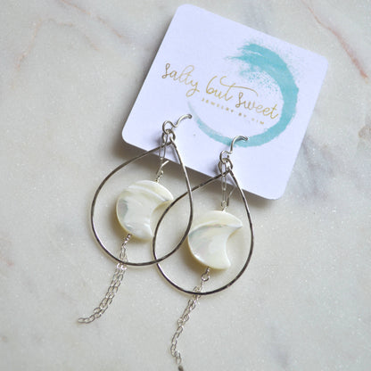 Salty but Sweet Mother of Pearl Crescent Earrings (package)