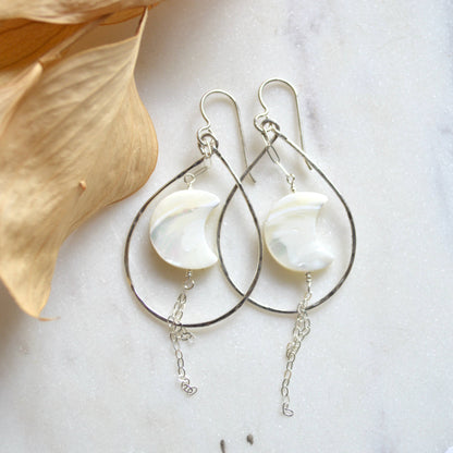 Salty but Sweet Mother of Pearl Crescent Earrings