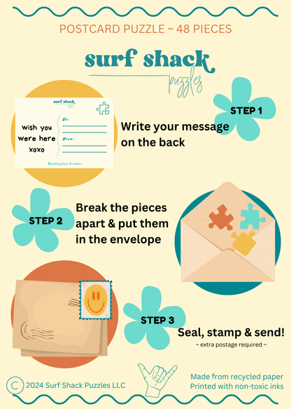 Surf Shack Puzzles Duke Kahanamoku Postcard Puzzle (instructions)