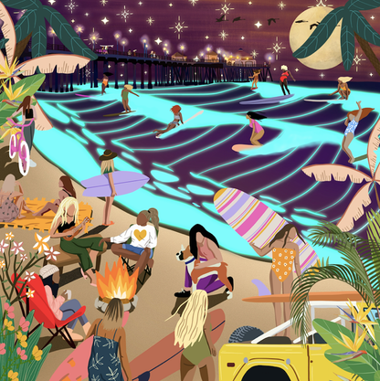 Surf Shack Puzzles Full Moon Surf Puzzle by Michi Pichel