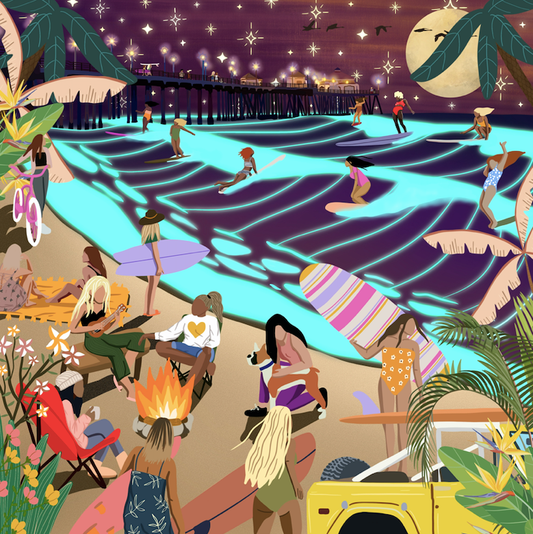 Surf Shack Puzzles Full Moon Surf Puzzle by Michi Pichel
