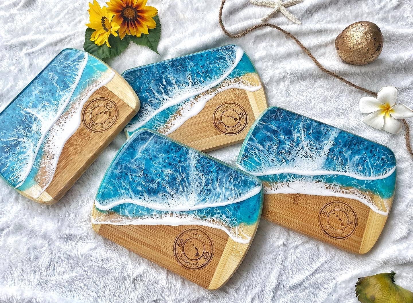 TBM Creations HAWAI'I Ocean Charcuterie board Maui made Serving board (four)