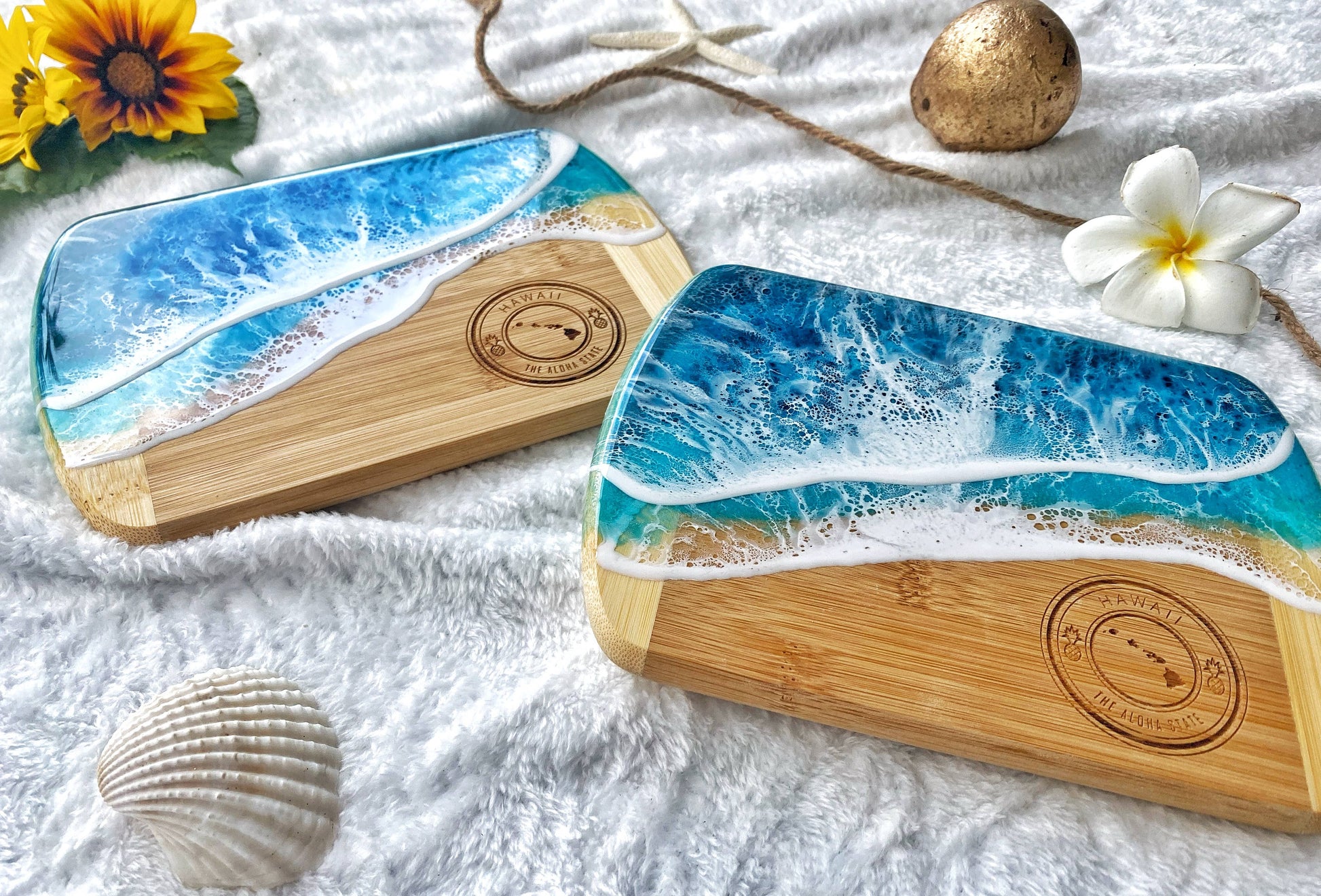 TBM Creations HAWAI'I Ocean Charcuterie board Maui made Serving board (two)