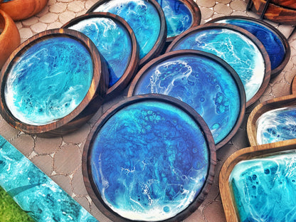 Ocean Coaster Set made on Maui | Resin beach coaster set