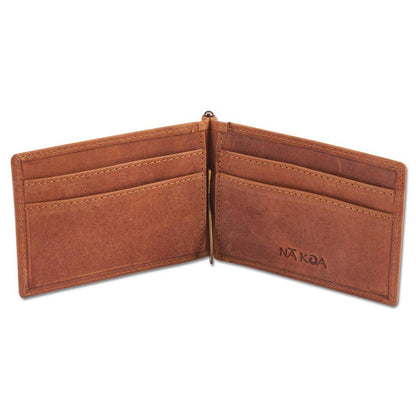 Polynesian Tattoo RFID-Blocking Leather Wallet Clip
