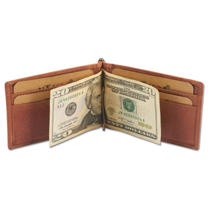 Polynesian Tattoo RFID-Blocking Leather Wallet Clip